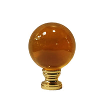 Load image into Gallery viewer, LARGE GLASS ORB-Lamp Finial-DARK AMBER, Solid Brass Base, 3-Finishes