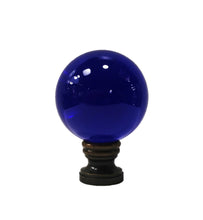 Load image into Gallery viewer, LARGE GLASS ORB-Lamp Finial-DARK BLUE, Solid Brass Base, 3-Finishes