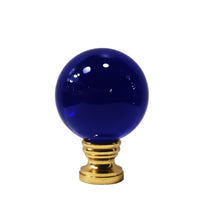 Load image into Gallery viewer, LARGE GLASS ORB-Lamp Finial-DARK BLUE, Solid Brass Base, 3-Finishes