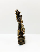 Load image into Gallery viewer, DEER Lamp Finial-Polished Brass or Antique Brass Finish, Highly detailed metal casting (1Pc.)