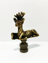 Load image into Gallery viewer, DEER Lamp Finial-Polished Brass or Antique Brass Finish, Highly detailed metal casting (1Pc.)