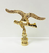 Load image into Gallery viewer, EAGLE IN FLIGHT Lamp Finial-Polished Brass or Antique Brass Finish, Highly detailed metal casting (1-Pc.)