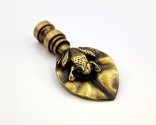 Load image into Gallery viewer, FROG ON LILY PAD Lamp Finial, Aged Brass Finish, Highly detailed metal casting