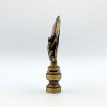 Load image into Gallery viewer, FROG ON LILY PAD Lamp Finial, Aged Brass Finish, Highly detailed metal casting