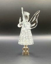 Load image into Gallery viewer, Holiday-Christmas Lamp Finial, Clear GLASS ANGEL-Polished Nickel Base