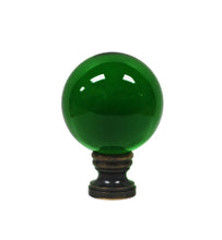 Load image into Gallery viewer, LARGE GLASS ORB-Lamp Finial-GREEN, Solid Brass Base, 3-Finishes