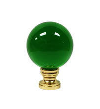 Load image into Gallery viewer, LARGE GLASS ORB-Lamp Finial-GREEN, Solid Brass Base, 3-Finishes