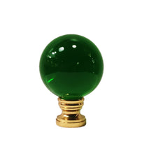 Load image into Gallery viewer, LARGE GLASS ORB-Lamp Finial-GREEN, Solid Brass Base, 3-Finishes