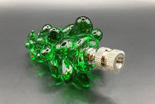 Load image into Gallery viewer, Holiday-Christmas Lamp Finial, GREEN GLASS TREE-Polished Nickel Base