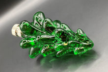 Load image into Gallery viewer, Holiday-Christmas Lamp Finial, GREEN GLASS TREE-Polished Nickel Base