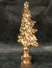 Load image into Gallery viewer, Holiday-Christmas Lamp Finial-CHRISTMAS TREE-Polished Brass/Green Enamel Finish, Detailed metal casting