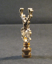 Load image into Gallery viewer, Holiday-Christmas Lamp Finial, DEER HEAD-Aged Brass Finish, Detailed metal casting