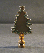 Load image into Gallery viewer, Holiday-Christmas Lamp Finial, CHRISTMAS TREE-Antique Brass/Green Finish, Detailed metal casting
