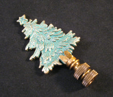 Load image into Gallery viewer, Holiday-Christmas Lamp Finial, CHRISTMAS TREE-Antique Brass/Green Finish, Detailed metal casting