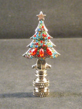 Load image into Gallery viewer, Holiday-Christmas Lamp Finial, RHINESTONE TREE-Antique Silver Finish, Detailed metal casting