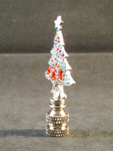 Load image into Gallery viewer, Holiday-Christmas Lamp Finial, RHINESTONE TREE-Antique Silver Finish, Detailed metal casting