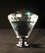 Load image into Gallery viewer, CROWN DIAMOND Optic Glass Crystal Lamp Finial-Chrome or Satin Brass Finish
