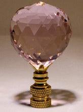 Load image into Gallery viewer, CRYSTAL FACETED BALL-Lamp Finial-Pink, Polished Brass Finish