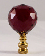 Load image into Gallery viewer, CRYSTAL FACETED BALL-Lamp Finial-Red, Polished Brass Finish