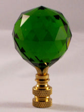 Load image into Gallery viewer, CRYSTAL FACETED BALL-Lamp Finial-Green, Polished Brass Finish