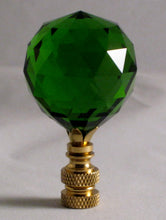 Load image into Gallery viewer, CRYSTAL FACETED BALL-Lamp Finial-Green, Polished Brass Finish