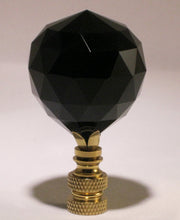 Load image into Gallery viewer, CRYSTAL FACETED BALL-Lamp Finial-Black, Polished Brass Finish