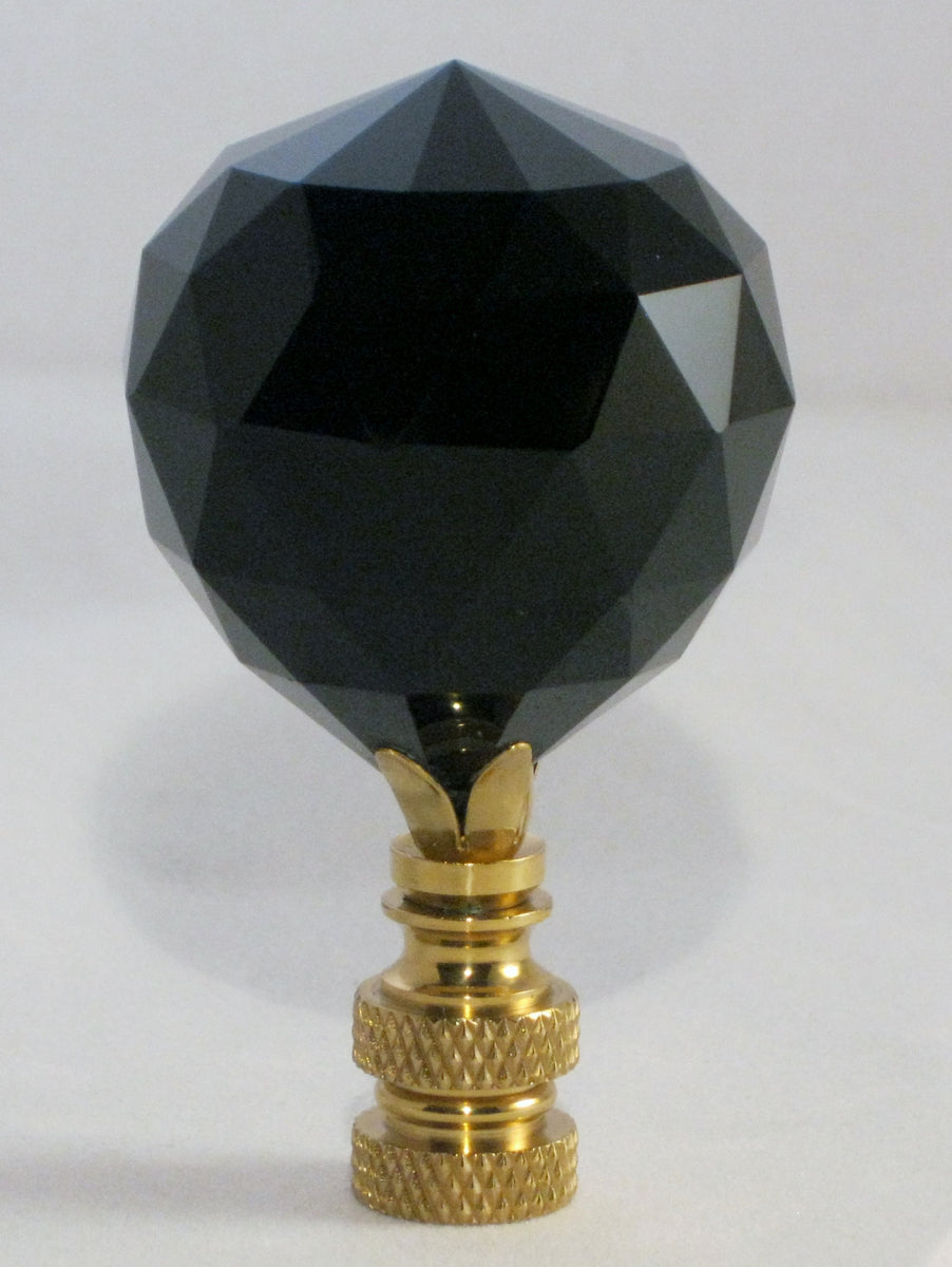 CRYSTAL FACETED BALLLamp FinialBlack, Polished Brass Finish Lamp Finial Designs