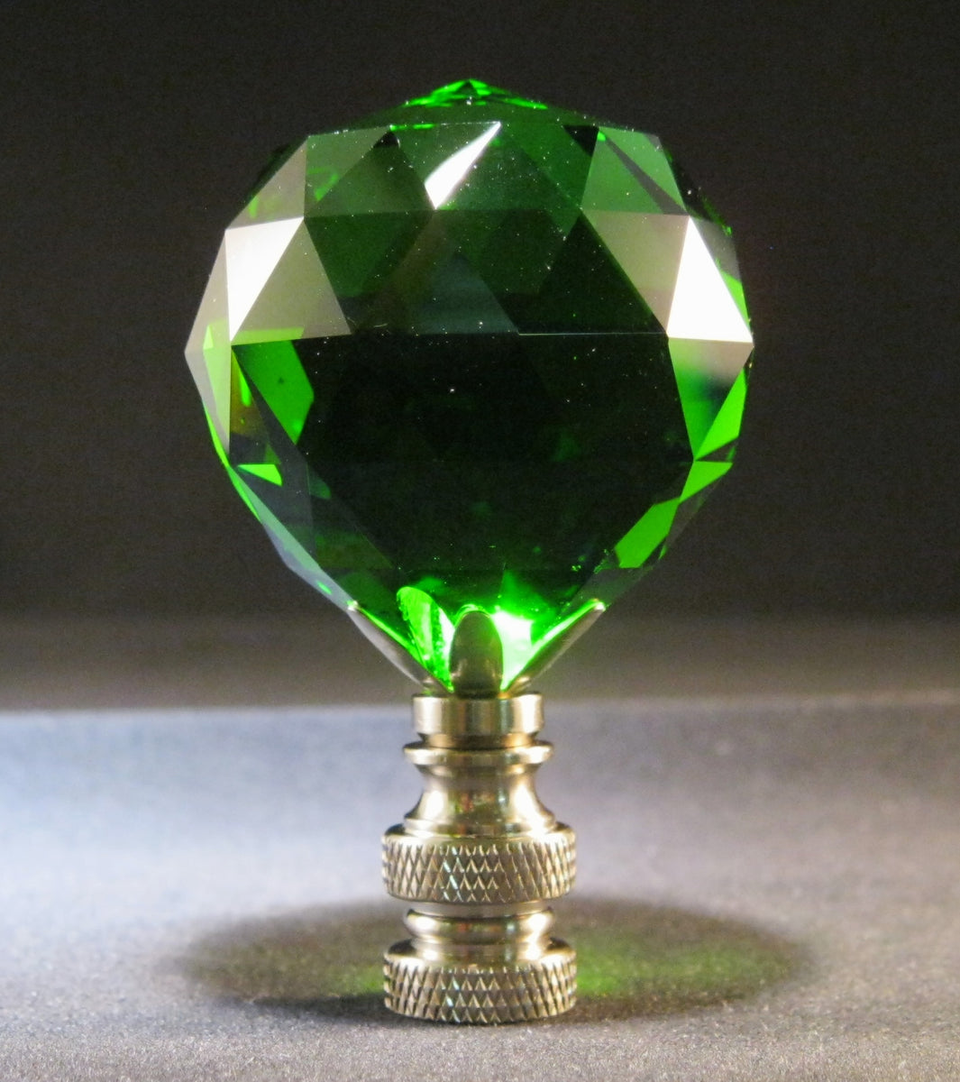 CRYSTAL FACETED BALLLamp FinialGreen, Satin Nickel Finish Lamp Finial Designs