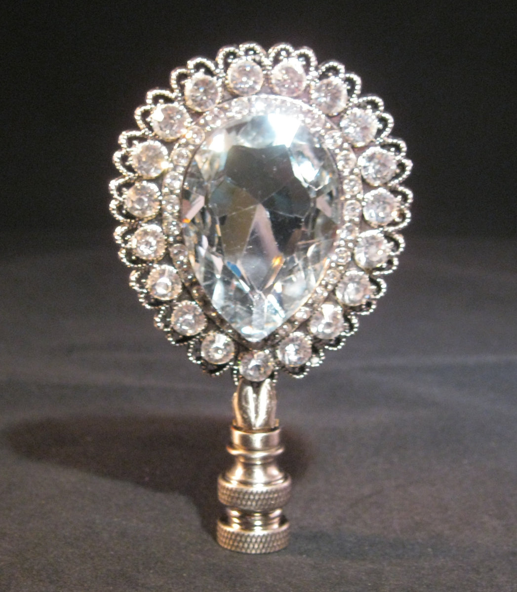 RHINESTONE DROP Lamp FinialLargeAntique Silver Finish Lamp Finial Designs