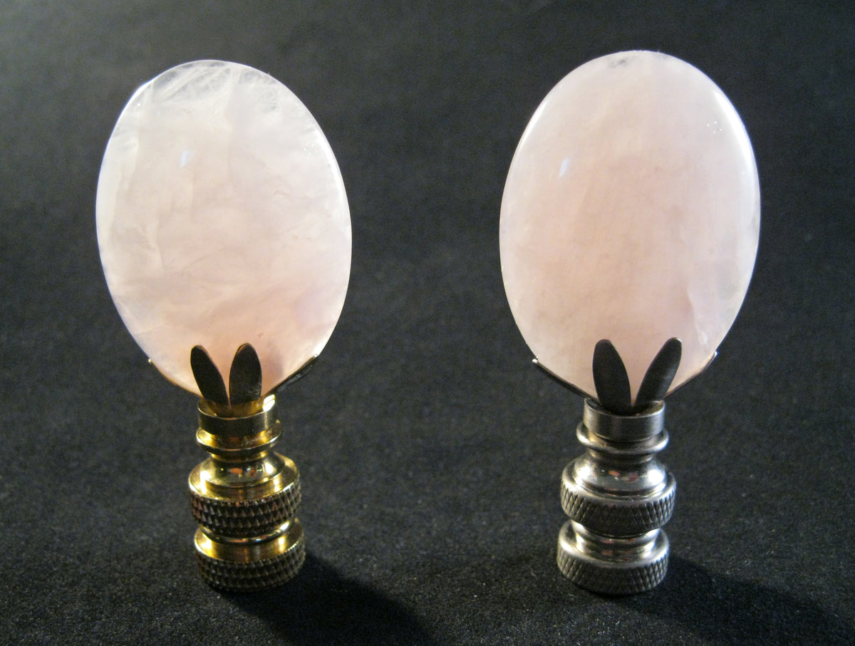 ROSE QUARTZ Stone Lamp Finial with PB,SN or AB Base (1PC.) Lamp