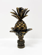 Load image into Gallery viewer, LARGE PINEAPPLE Lamp Finial, Aged Brass Finish, Highly detailed metal casting