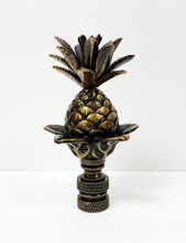 Load image into Gallery viewer, LARGE PINEAPPLE Lamp Finial, Aged Brass Finish, Highly detailed metal casting