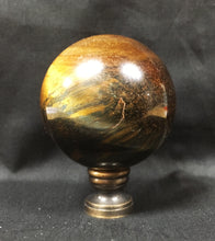 Load image into Gallery viewer, Extra Large TIGER EYE QUARTZ Stone Lamp Finial-on Pedestal Base, AB, PB or CH Finish (1 Pc.)