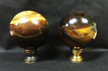 Load image into Gallery viewer, Extra Large TIGER EYE QUARTZ Stone Lamp Finial-on Pedestal Base, AB, PB or CH Finish (1 Pc.)