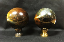 Load image into Gallery viewer, Extra Large TIGER EYE QUARTZ Stone Lamp Finial-on Pedestal Base, AB, PB or CH Finish (1 Pc.)