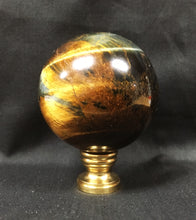 Load image into Gallery viewer, Extra Large TIGER EYE QUARTZ Stone Lamp Finial-on Pedestal Base, AB, PB or CH Finish (1 Pc.)