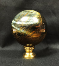 Load image into Gallery viewer, Extra Large TIGER EYE QUARTZ Stone Lamp Finial-on Pedestal Base, AB, PB or CH Finish (1 Pc.)