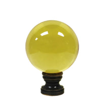 Load image into Gallery viewer, LARGE GLASS ORB-Lamp Finial-LITE AMBER, Solid Brass Base, 3-Finishes