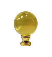 Load image into Gallery viewer, LARGE GLASS ORB-Lamp Finial-LITE AMBER, Solid Brass Base, 3-Finishes