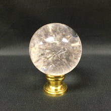 Load image into Gallery viewer, Large ROCK QUARTZ Stone Lamp Finial-on Pedestal Base, AB, PB or CH Finish (1 Pc.)