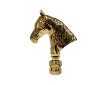 Load image into Gallery viewer, HORSE HEAD Lamp Finial, Polished Brass Finish, Highly detailed metal casting