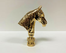 Load image into Gallery viewer, HORSE HEAD Lamp Finial, Polished Brass Finish, Highly detailed metal casting