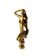 Load image into Gallery viewer, MODERN WOMAN Lamp Finial, Aged Brass Finish, Highly detailed metal casting