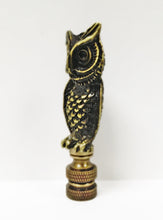 Load image into Gallery viewer, OWL Lamp Finial-Aged Brass Finish, Highly detailed metal casting