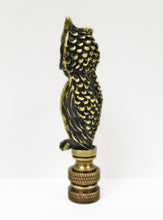 Load image into Gallery viewer, OWL Lamp Finial-Aged Brass Finish, Highly detailed metal casting