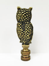 Load image into Gallery viewer, OWL Lamp Finial-Aged Brass Finish, Highly detailed metal casting