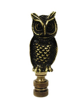 Load image into Gallery viewer, OWL Lamp Finial-Aged Brass Finish, Highly detailed metal casting