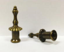 Load image into Gallery viewer, PILLAR Cast Metal Lamp Finials, (1-Pair) Antique Brass Finish w/Dual Threads