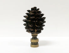 Load image into Gallery viewer, PINECONE Lamp Finial, Highly Detailed Resin Casting, Aged Brass Base