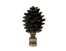 Load image into Gallery viewer, PINECONE Lamp Finial, Highly Detailed Resin Casting, Aged Brass Base